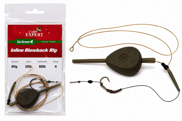 Carp Expert | Go Green | Leadfree | Inline Blowback Rig | 80 gram
