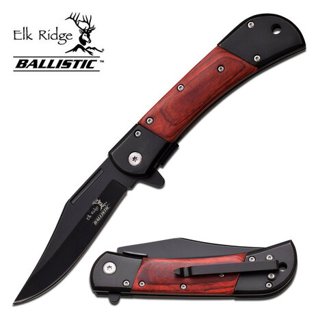 Elk Ridge Cherokee Black &amp; Wood EDC Zakmes